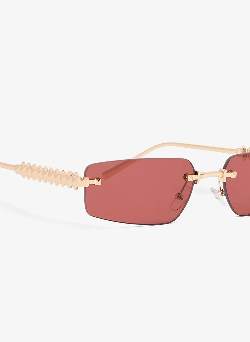 ELLA Red Rectangle Polarized Sunglasses With Gold Accent for Women | Best Price UAE
